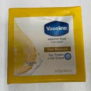 💛 NEW! VASELINE (3-PK) 2.64 Oz. ●TOTAL MOISTURE● Soy Protein/Oat Extract Soap🫧